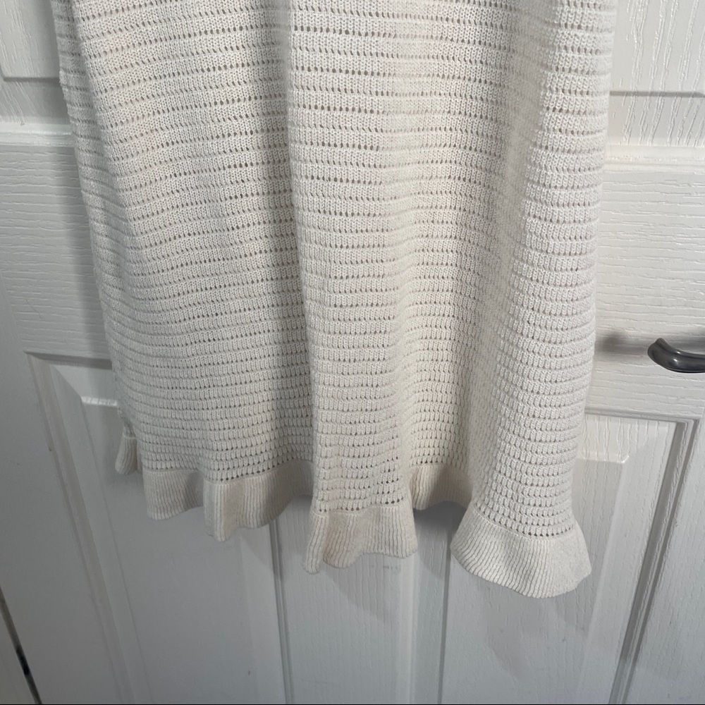 Nwt Anthropologie Ruffled Pointelle Mini Dress Off White Cream Summer spring - Picture 6 of 11